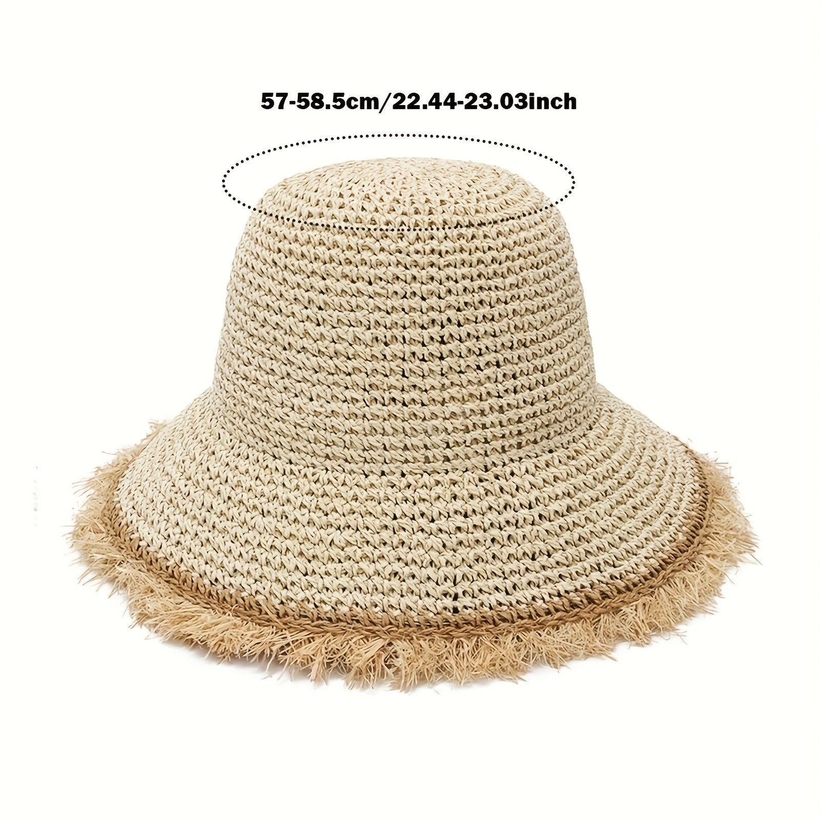 Frayed Brim Sun Hat Packable Wide Brim Beach Hat