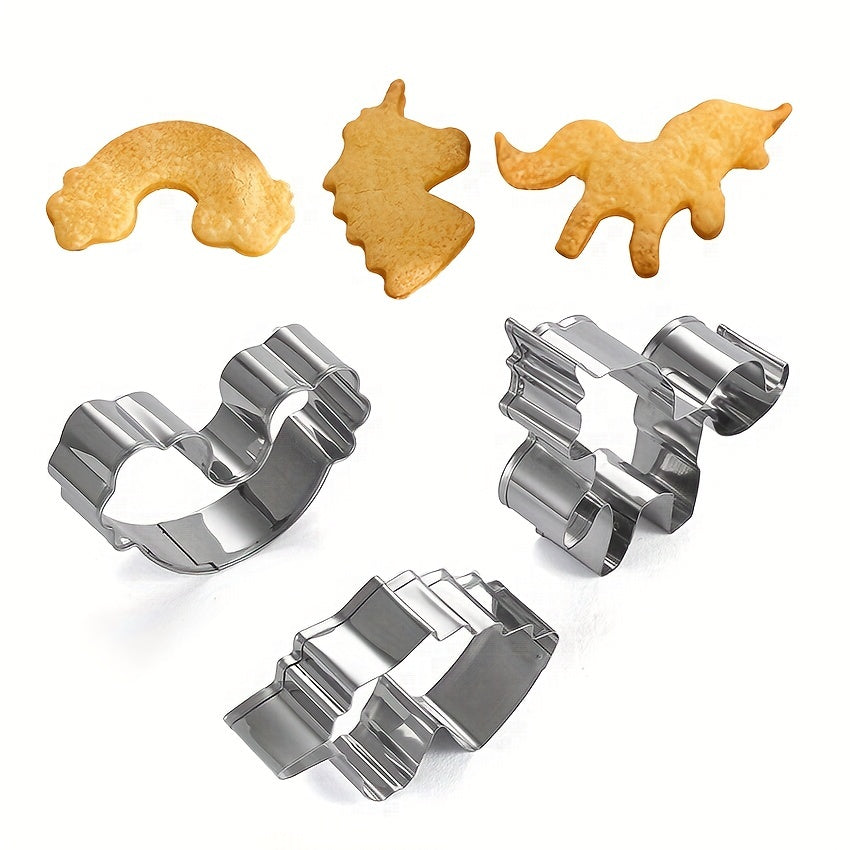 3pcs Unicorn Cookie Cutters Stainless Steel Candy Mold Baking Tools