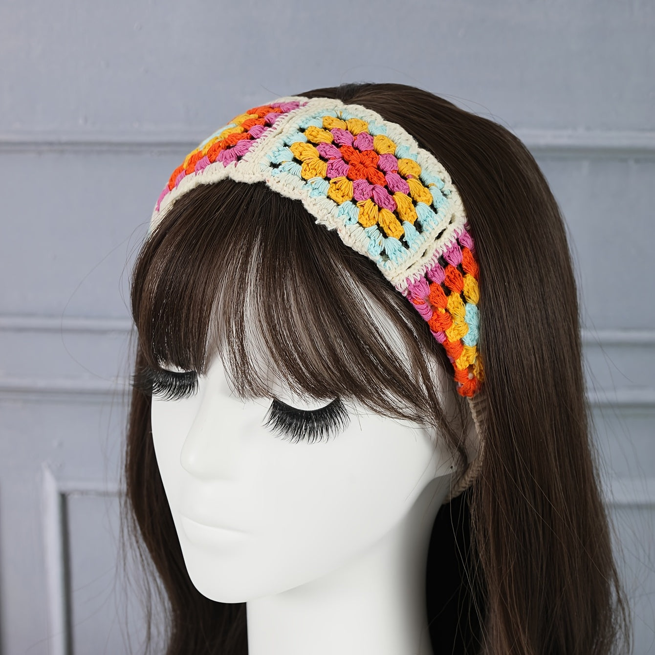 Boho Crochet Elastic Headband Vintage Hair Accessories For Women Girls
