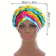Colorful Hot Stamping Turbans Three Layer Bright Head Wraps Twist Braid Bonnet
