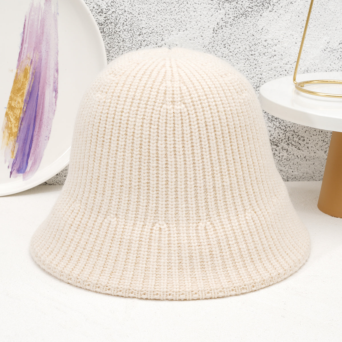 Knitted Solid Bucket Hat Casual Warm Bucket Hat Autumn And Winter