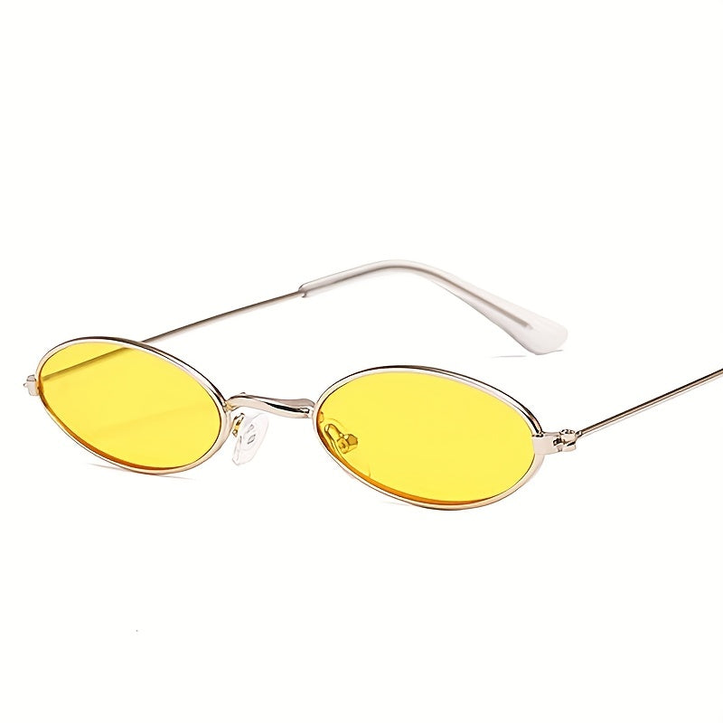Metal Oval Frame Sunglasses Vintage Tinted Lens Glasses UV400