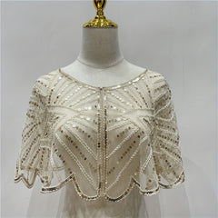 Sequin Embroidery Lace Shawl Sparkly Cape Breathable Mesh Short Cardigan