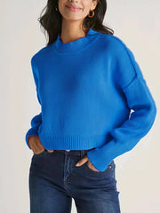  Solid Long Sleeve Crew Neck Sweater