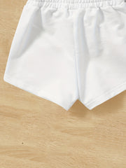 Girls Solid Elastic Waist Sports Track Shorts