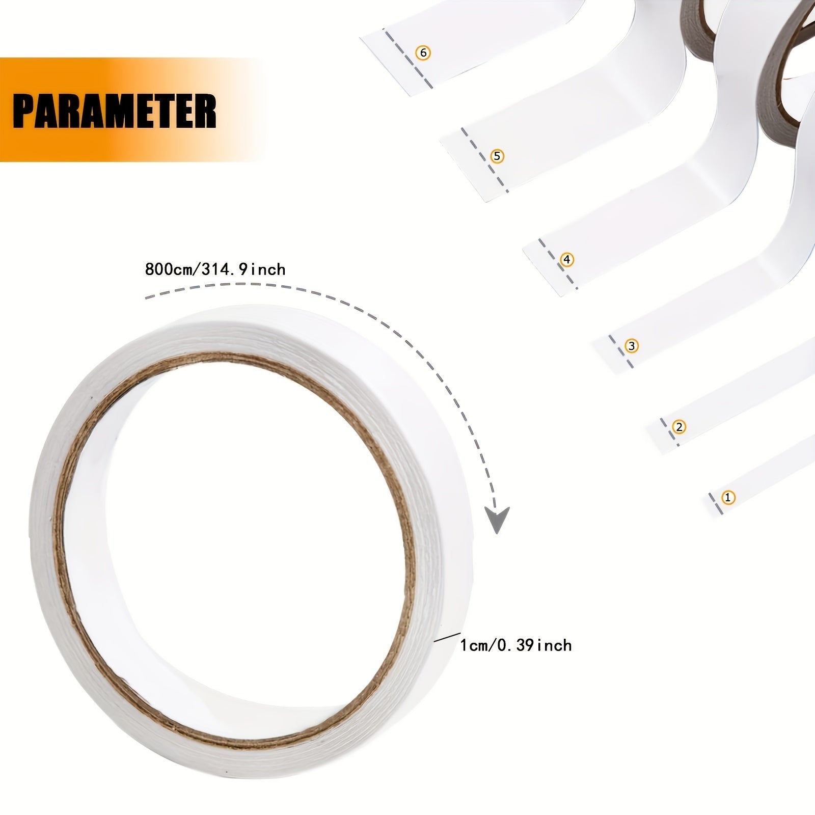 3 Rolls Double Sided Tape 0.5-1.5 Width Tear by Hand Paper Backing