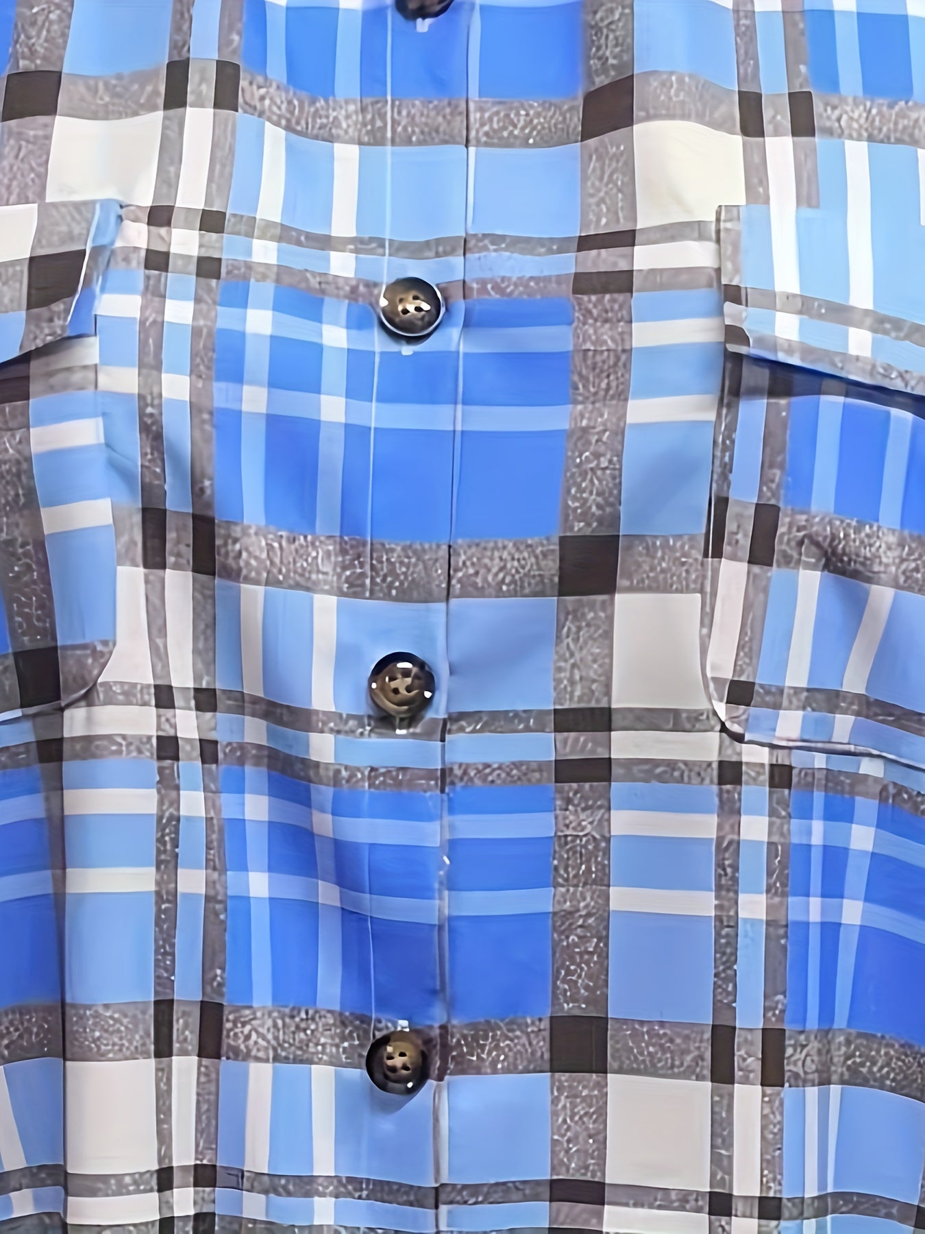  Plaid Print Button Up Long Sleeve Shacket