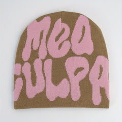 Y2K Knitted Beanie Cap Elastic Foldable Warm Skull Hat