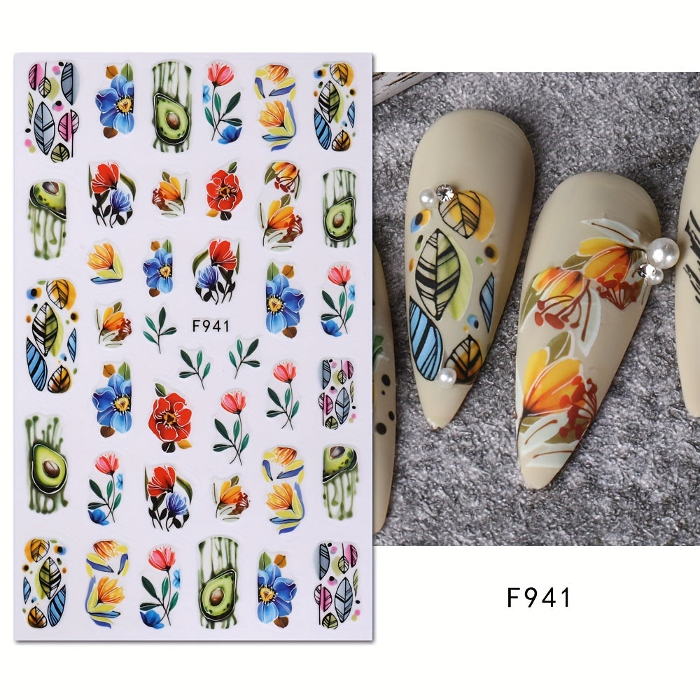 Flower Leaf Nail Art Stickers Self-adhesive Decorations