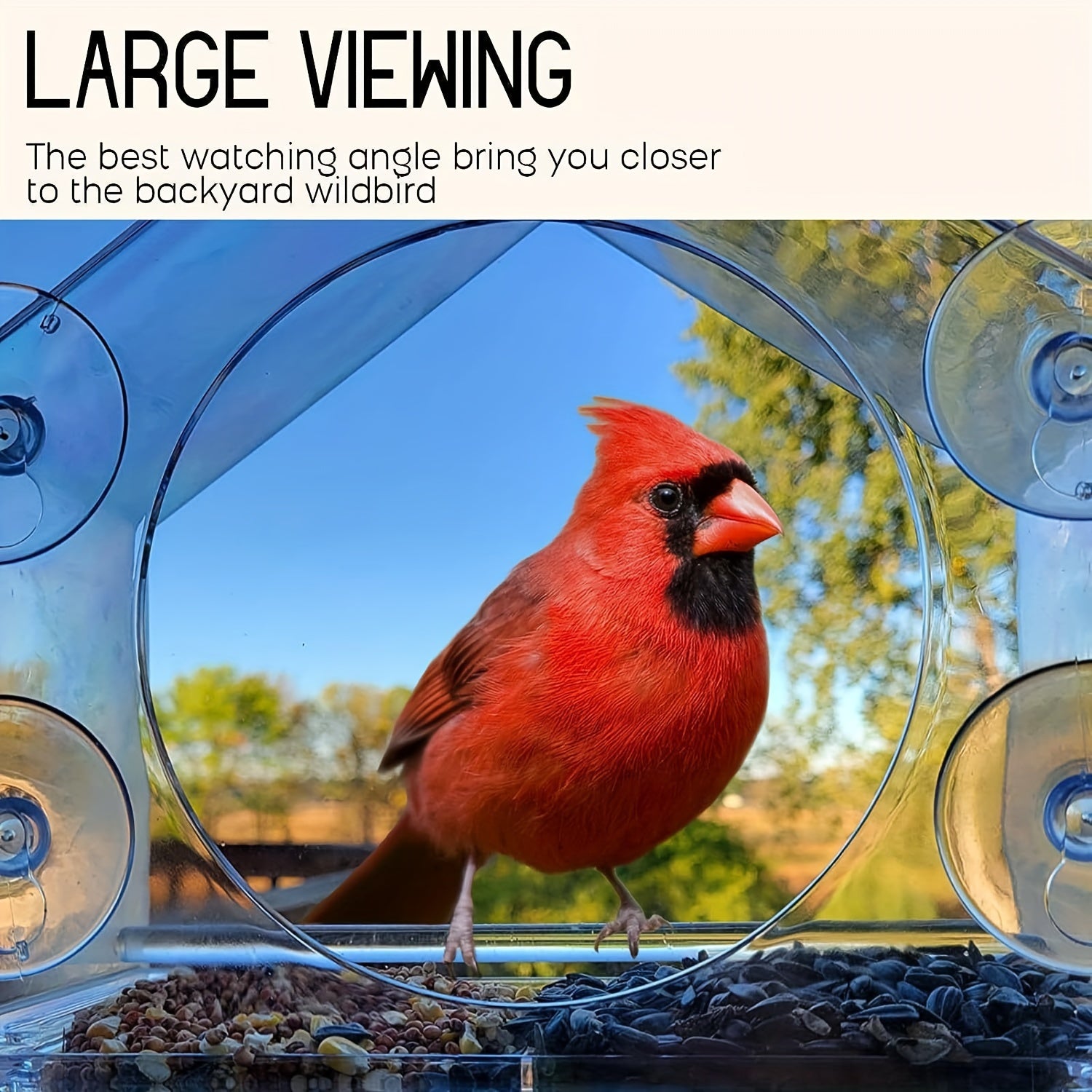 Window Bird Feeder Acrylic Bird House Detachable Food Tray Easy Install