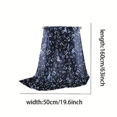 Musical Note Print Chiffon Scarf Solid Shawl