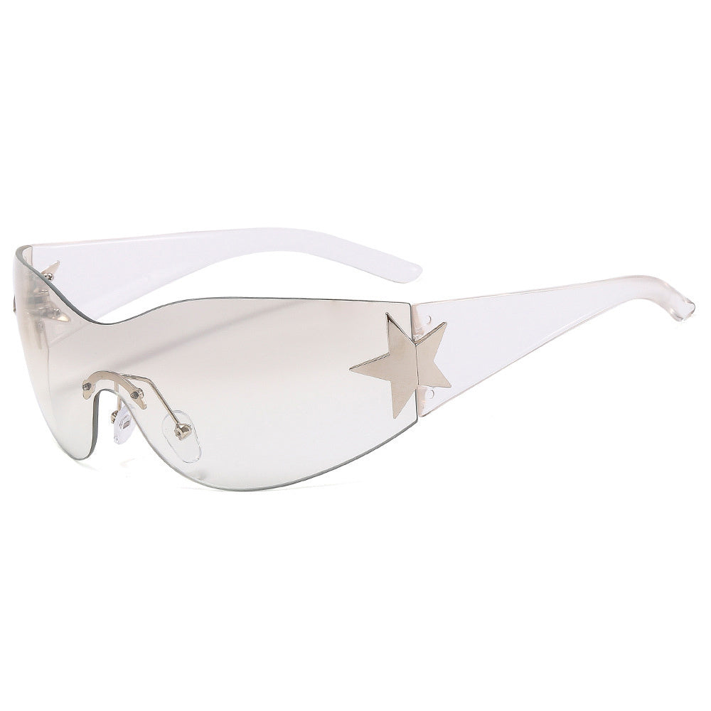 Rimless Y2K Sunglasses Wrap Around Oversized Frameless Sun Glasses