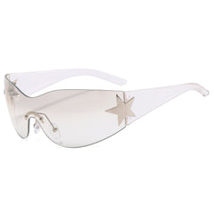 Rimless Y2K Sunglasses Wrap Around Oversized Frameless Sun Glasses
