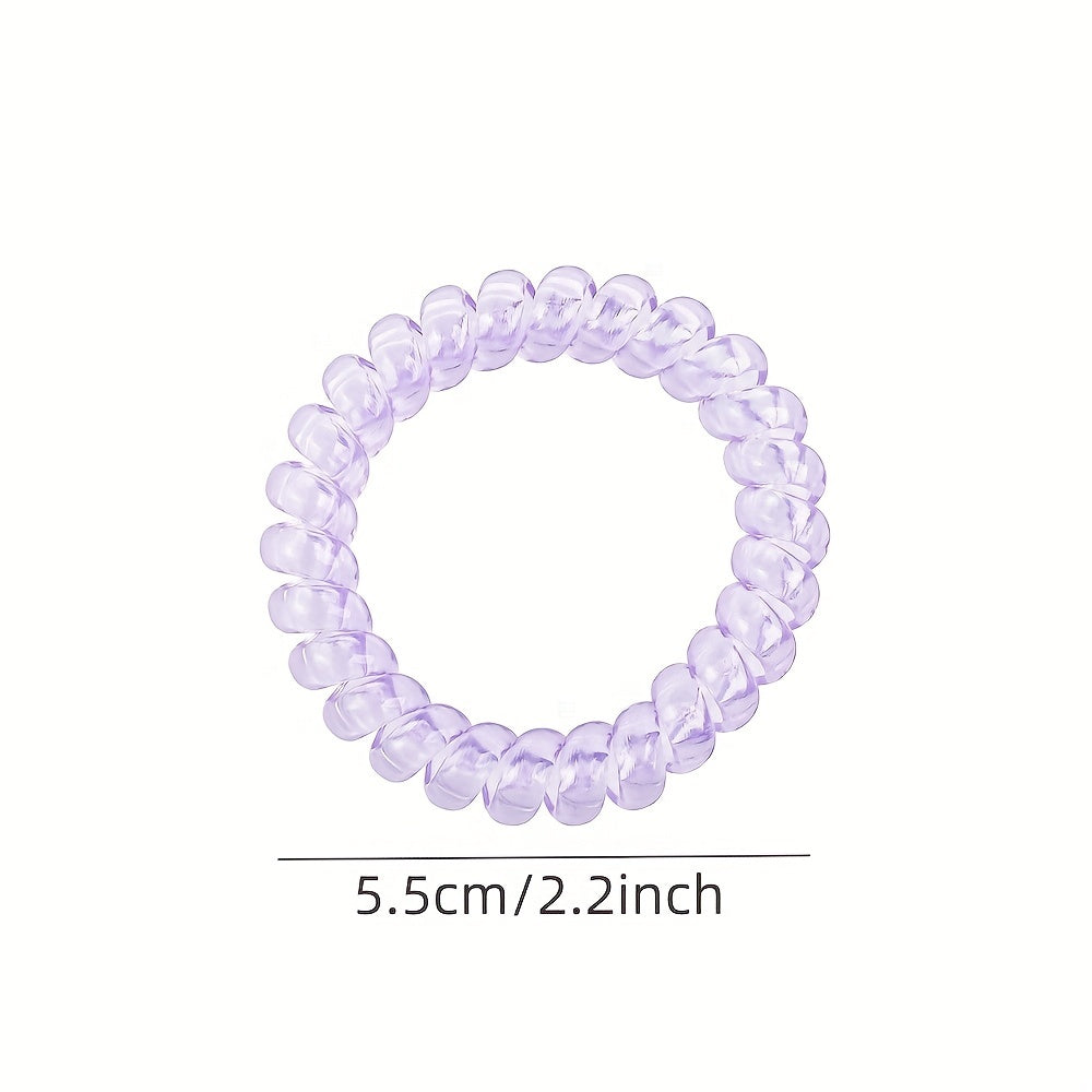 7pcs Resin Spiral Hair Tie Solid Coil Hair Ring