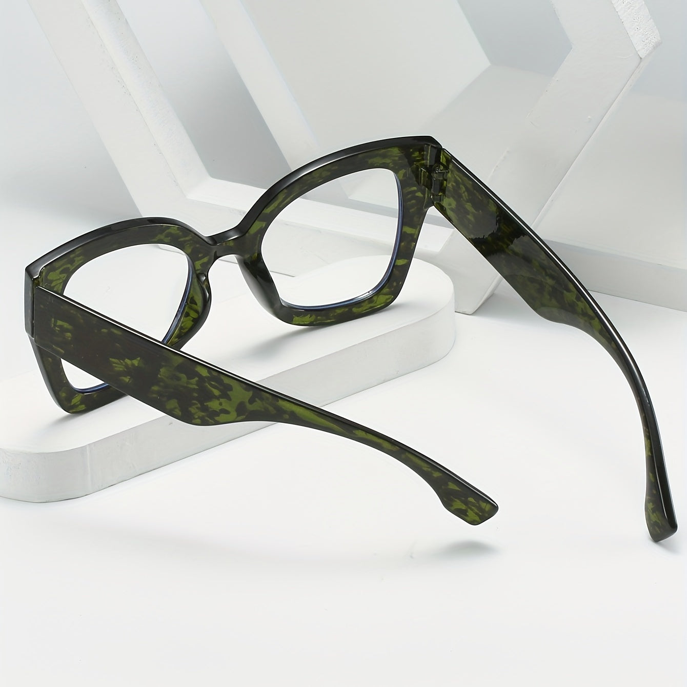 Retro Green Tortoiseshell Cat Eye Clear Glasses Anti Blue Light