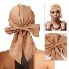 Satin Bowknot Head Scarf Elastic Turban Pleated Head Wraps