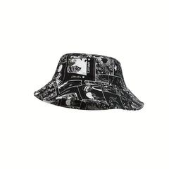 Pattern Graffiti Print Bucket Hat Lightweight Fisherman Cap