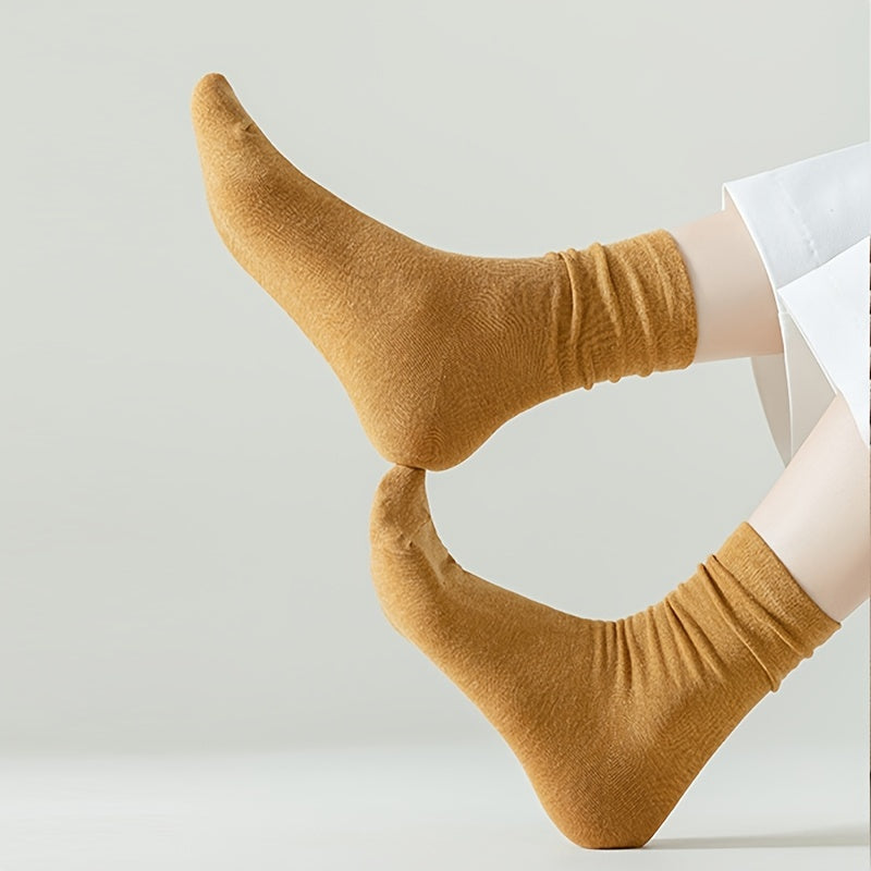 5 Pairs Solid Socks Women's Mid Tube Stockings