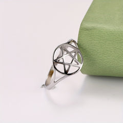 Stainless Steel Pentagram Symbol Ring for Men