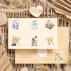 54pcs Dragon Servant Anime Stickers in Various Colors Self Adhesive Decorative S