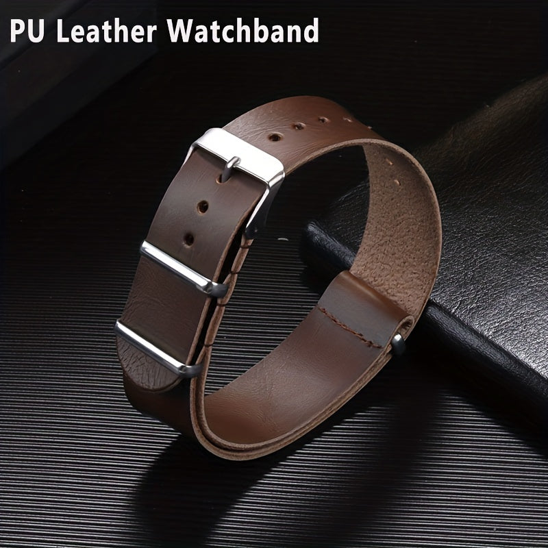 Ultra Thin PU Leather Bracelet Watchband with Stainless Steel Buckle