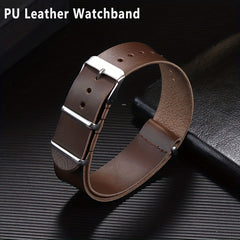 Ultra Thin PU Leather Bracelet Watchband with Stainless Steel Buckle