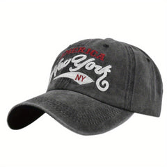 York Embroidered Baseball Cap Vintage Distressed Sun Hat