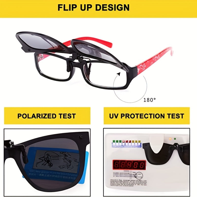 Men's Pink Polarized Clip On Sunglasses Anti Glare Driving Glasses
