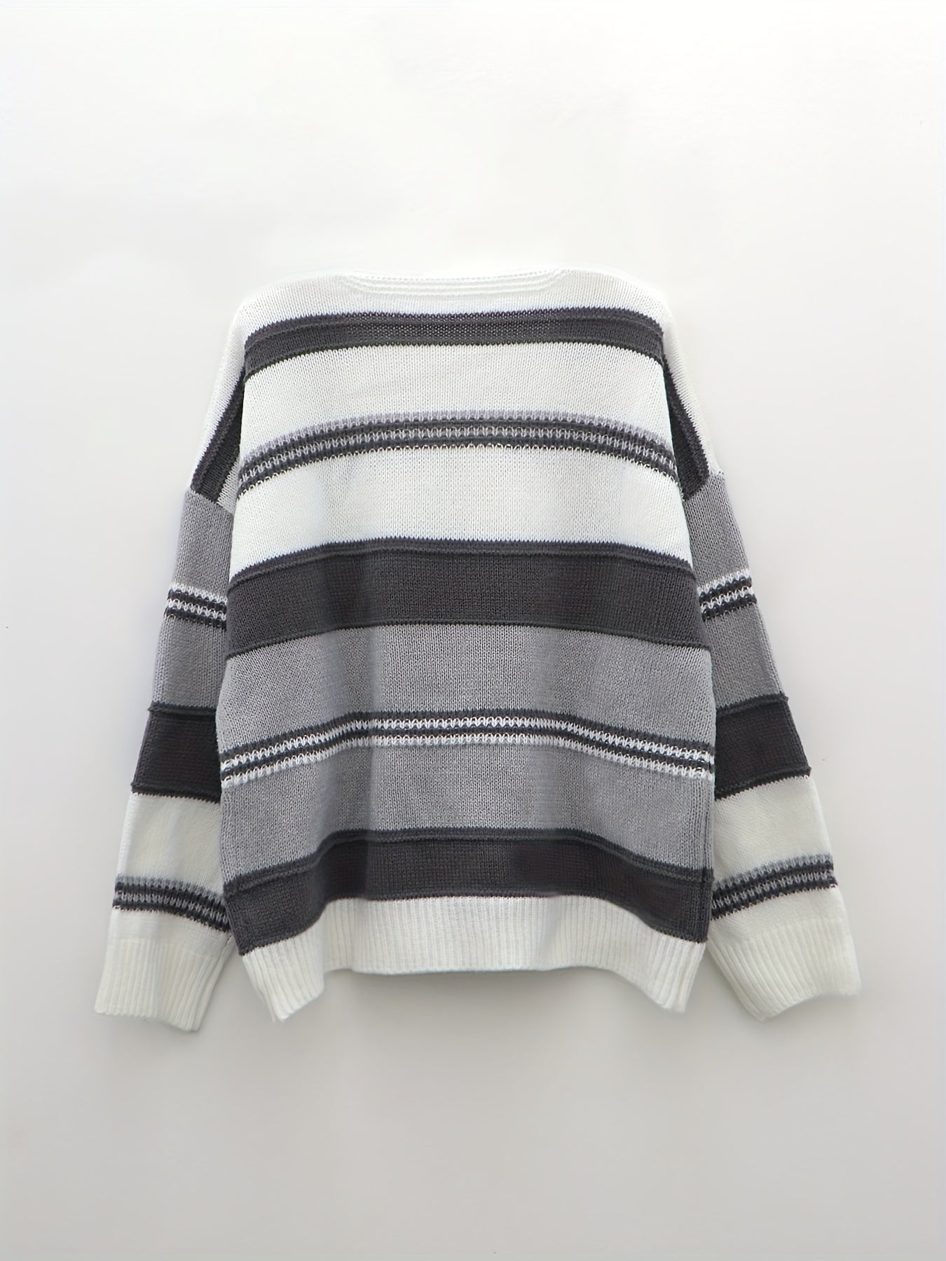  Colorblock Stripe Print Sweater