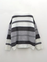  Colorblock Stripe Print Sweater