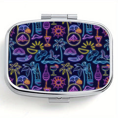 Neon Square Medicine Box Two Compartment Pill Box
