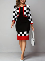  Colorblock Checker Print 2-Piece Set