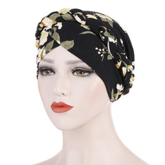 Floral Braid Turban Cap Head Wrap For Women Pre Tied