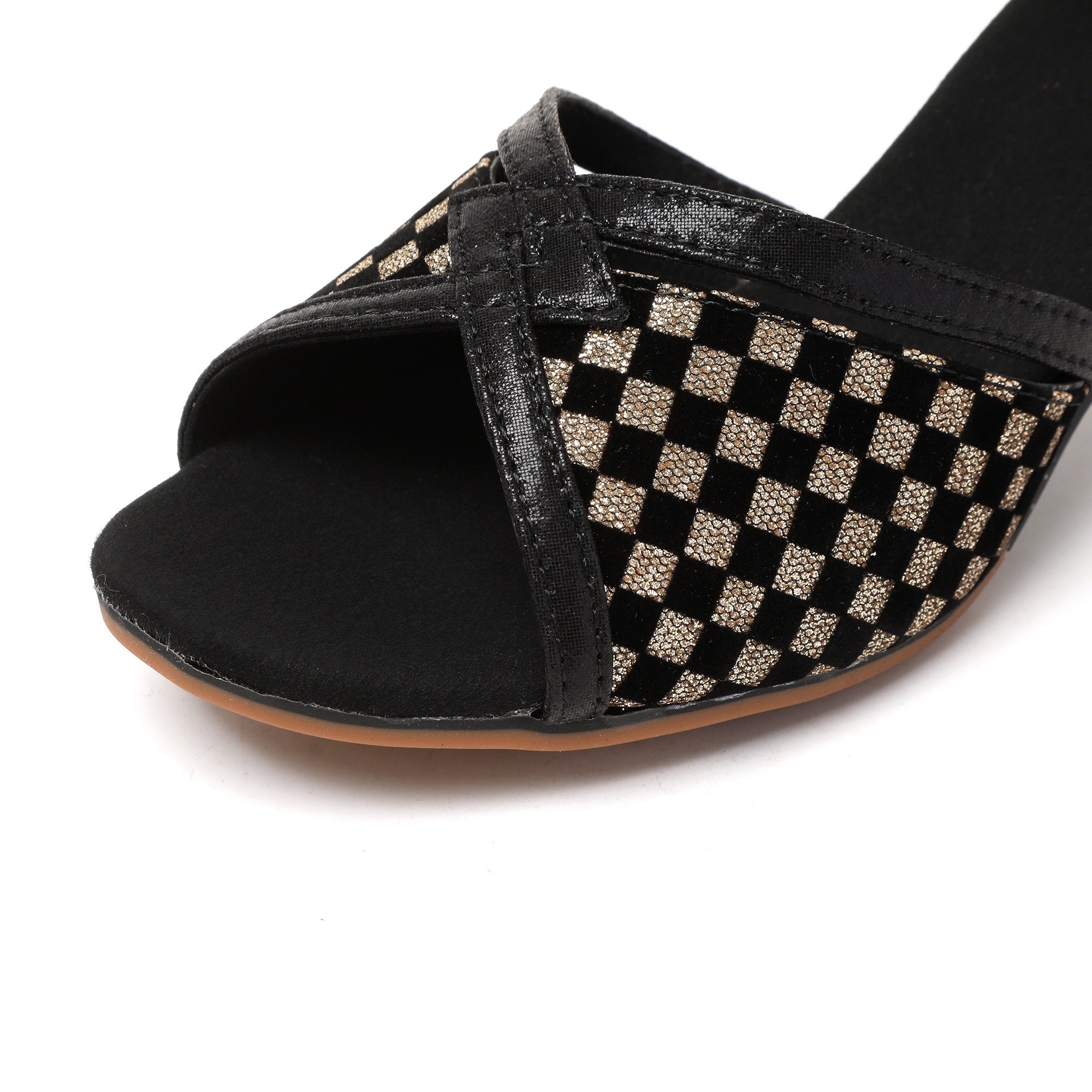 Women's Plaid Latin Dance Sandals with Medium Heels