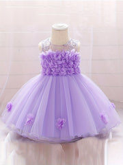 Appliques Baby Baptism Flower Girl Dress