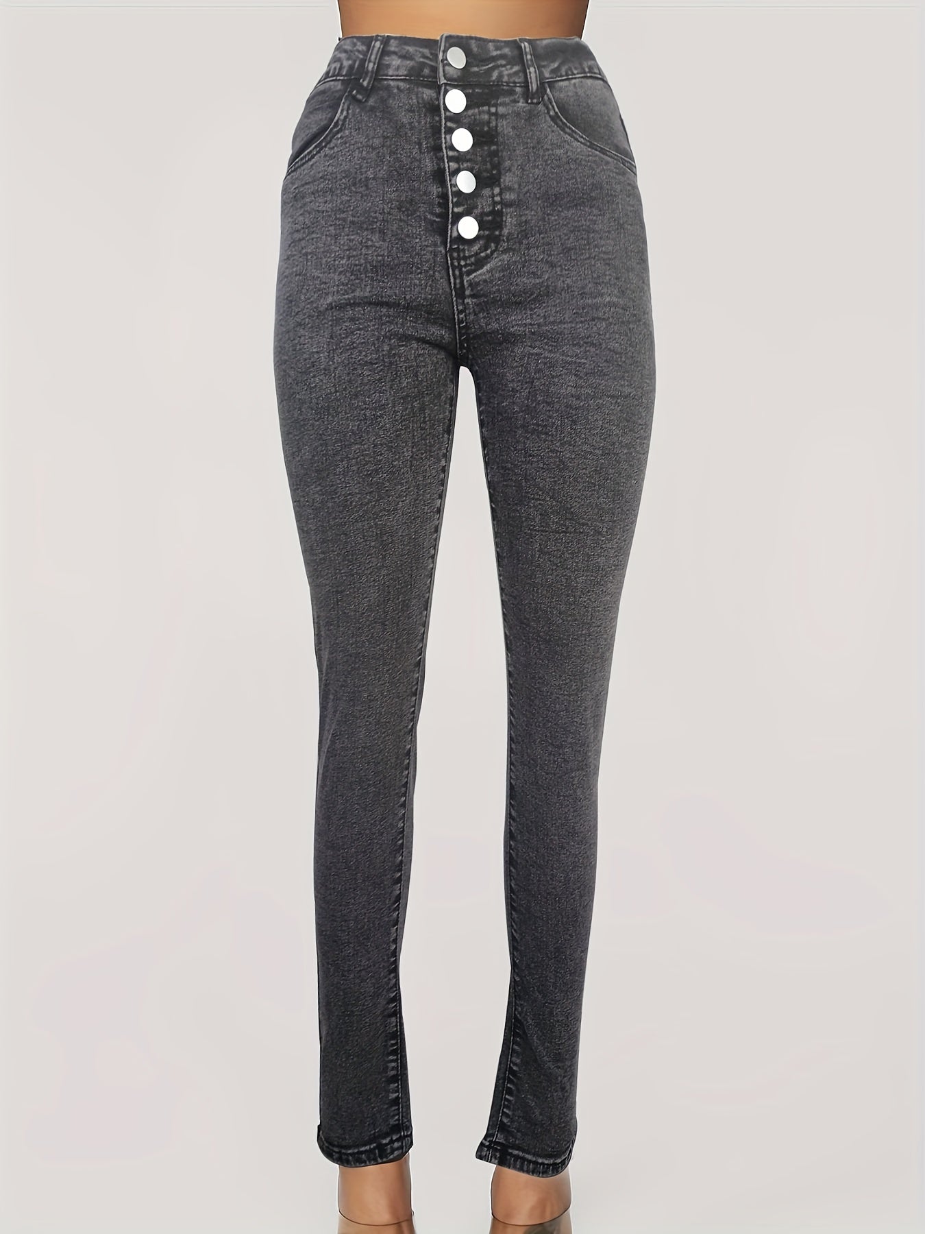 High Waist Casual Skinny Jeans High Rise Slim Fit Denim Pants Women's