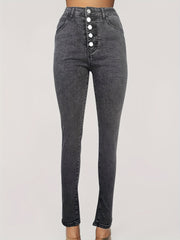 High Waist Casual Skinny Jeans High Rise Slim Fit Denim Pants Women's