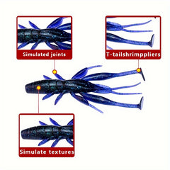 Soft Shrimp Bait T Tail Floating Water Soft Lure Bait 2 7g