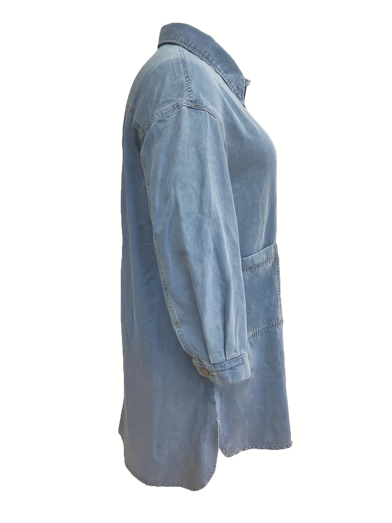  Preppy Denim Top Women's Long Sleeve Button Up Tunic Jacket