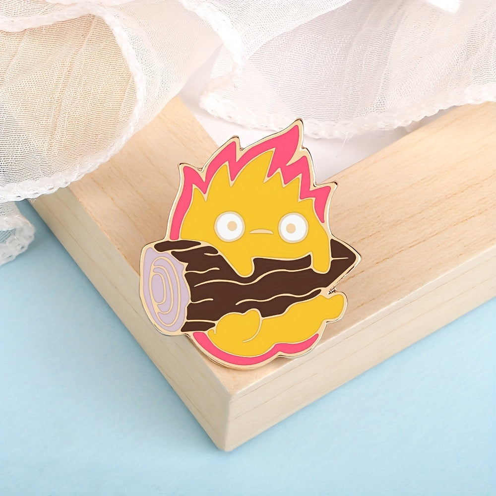 Fire Demon Enamel Brooch Magic Fire Elf Firewood Anime Stuff Badges