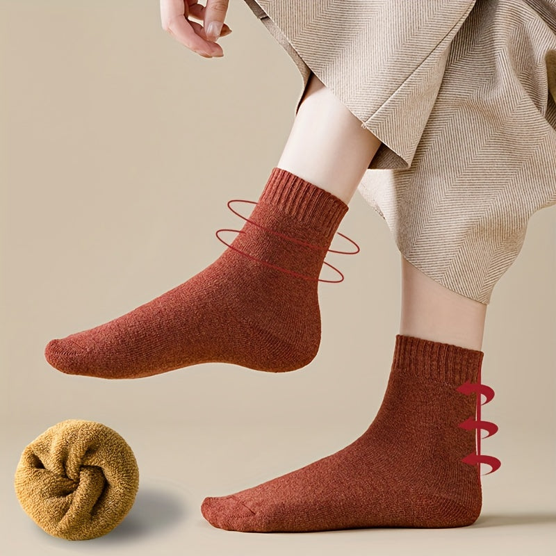 7 Pairs Solid Mid Tube Socks Women's Stockings