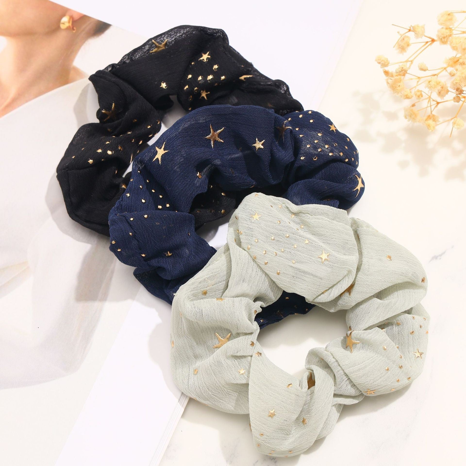 Star Hair Scrunchies Elastic Hair Bands Ponytail Hair Ties