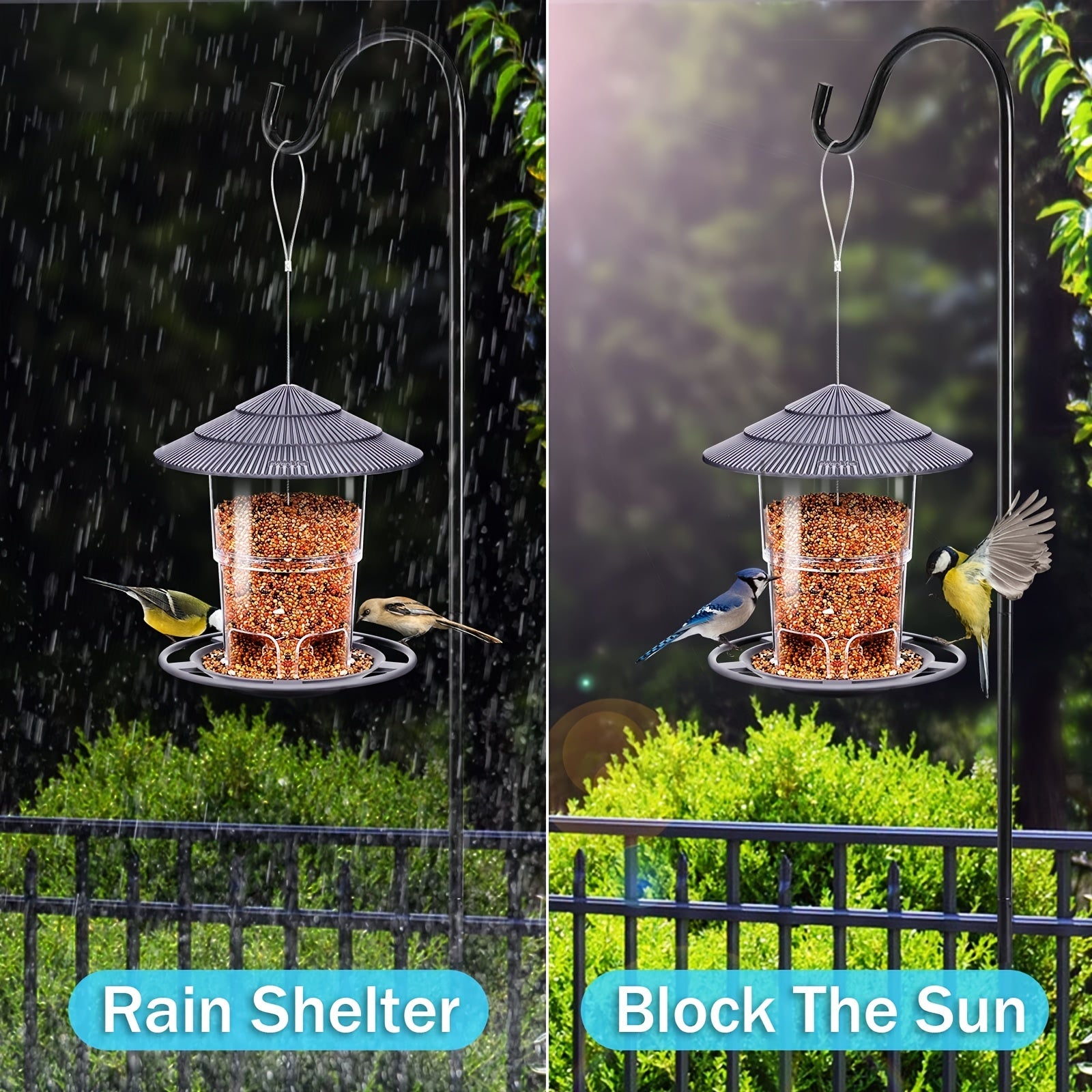 Hanging Squirrel Proof Bird Feeder for Garden Backyard