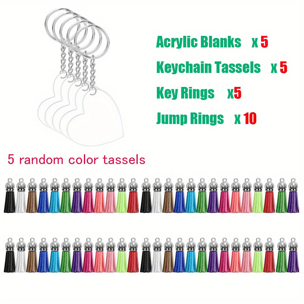 25Pcs Sublimation Acrylic Blanks Keychains DIY Crafts Decoration