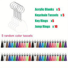 25Pcs Sublimation Acrylic Blanks Keychains DIY Crafts Decoration