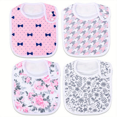 4 Pcs Baby Bandana Drool Bibs Set 100% Organic Cotton for Girls Newborn