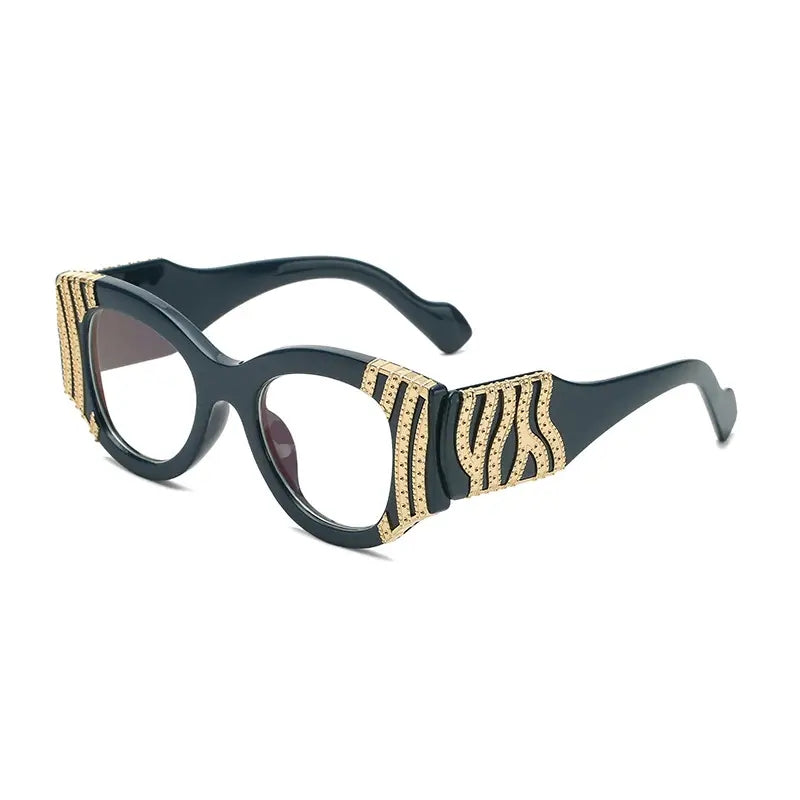 Rhinestone Cat Eye Metal Eyeglasses Clear Lenses Non prescription Retro Eyewear