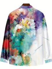 Ink Painting Style Pattern Men's Long Sleeve Shirt