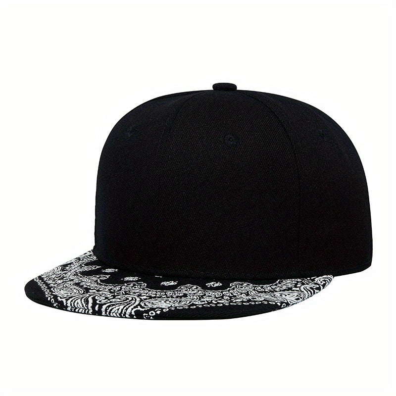 Men's Flower Brim Snapback Baseball Cap Flat Brim Hat