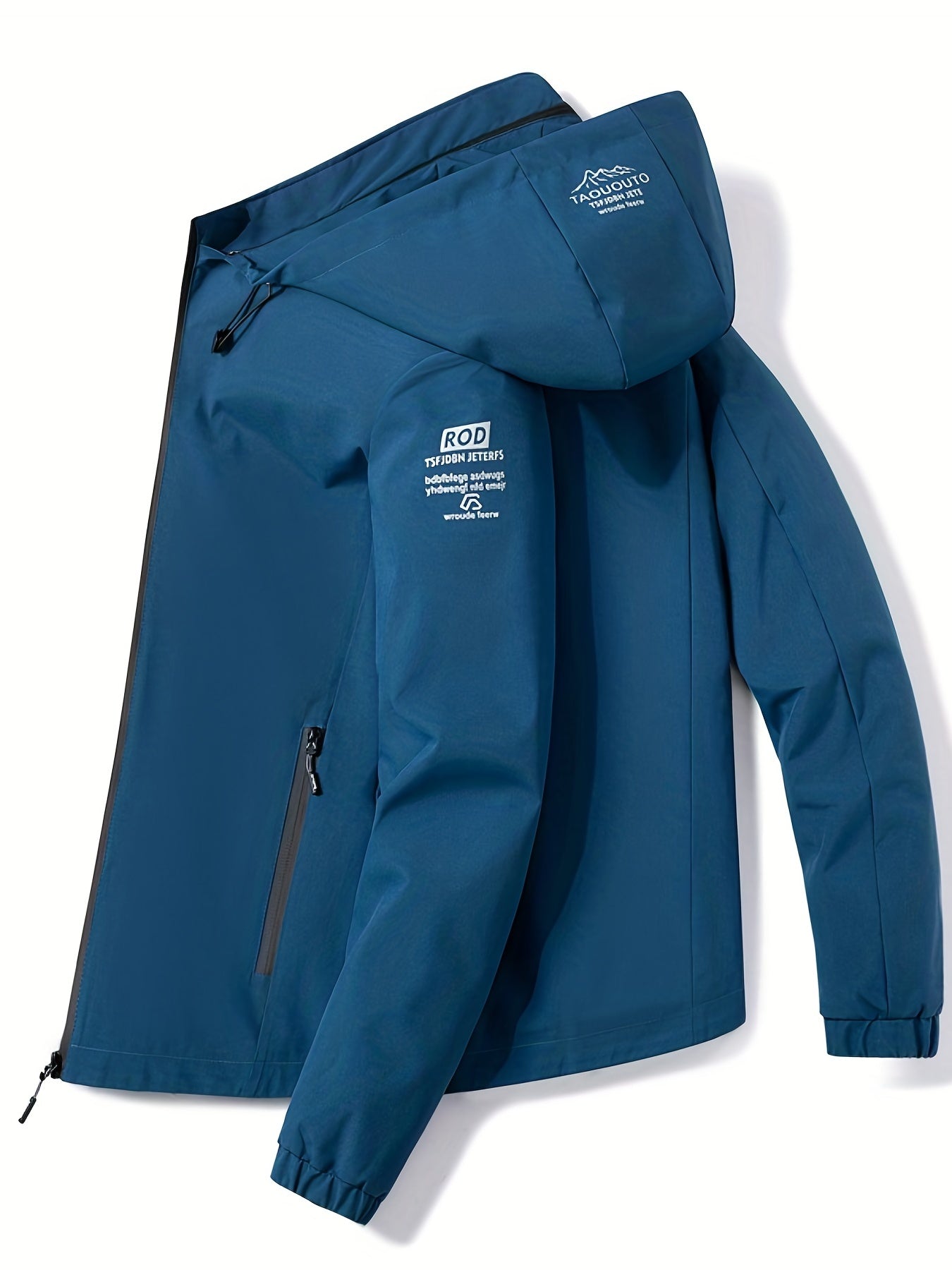 Hooded Windbreaker Jacket Men's Zip Up Coat for Outdoor Activities